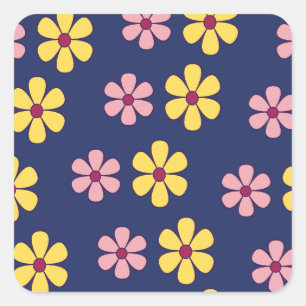 Cute big flowers pattern square sticker