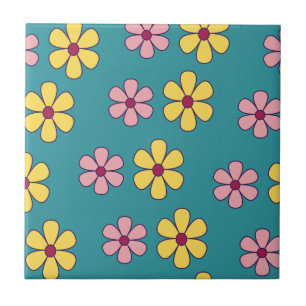 Cute big flowers pattern tile