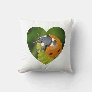 Cute Big Ladybug In A Heart Throw Pillow