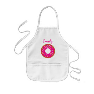 Cute big pink doughnut baking apron for children
