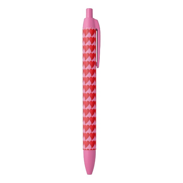 Cute Big Red Hearts pink pattern Black Ink Pen (Bottom (Vertical))