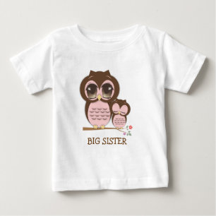 Cute Big Sister Owl with Sleepy Lil' Baby Sis T-Shirt