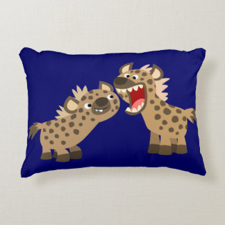 Cute Big-Teethed Cartoon Hyenas Accent Pillow