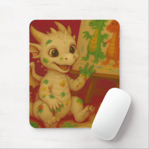cute bigeye white baby frost dragon finger-paintin mouse pad