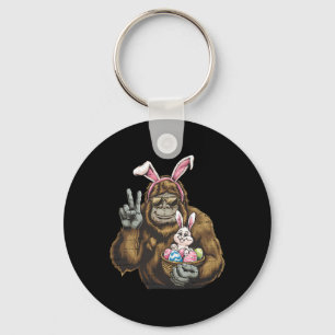 Cute Bigfoot Bunny Sasquatch Easter Day Mens Boys Keychain