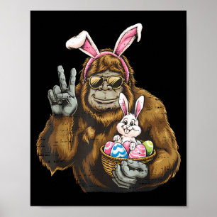 Cute bigfoot bunny sasquatch easter day mens boysC Poster