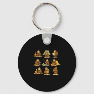 Cute bigfoot camping sasquatch outdoors hiking keychain