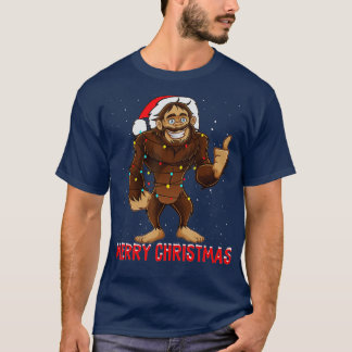 Cute Bigfoot Christmas Tree Lights T-Shirt