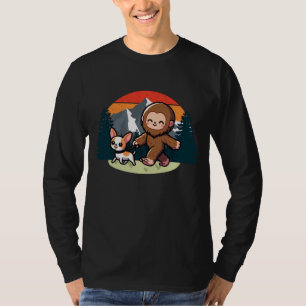 Cute Bigfoot Walking Cute Chihuahua T-Shirt