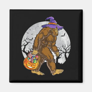 Cute Bigfoot Witch Pumpkin Halloween Girls Sasquat Magnet