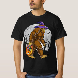 Cute Bigfoot Witch Pumpkin Halloween Girls Sasquat T-Shirt