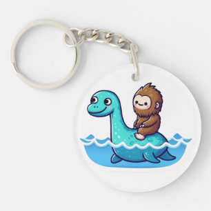 Cute Bigfoot with Cute Loch Ness Keychain