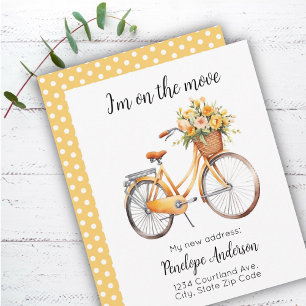 Cute Bike with Flowers New Address Card