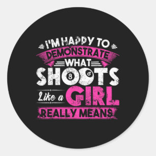 Cute Billiards Women Shirt Funny Gift For Girl Poo Classic Round Sticker