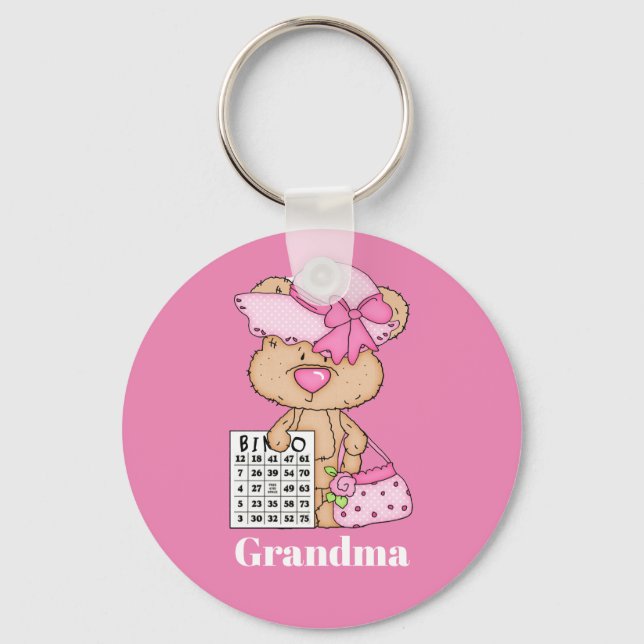 Cute Bingo bear add name Keychain (Front)