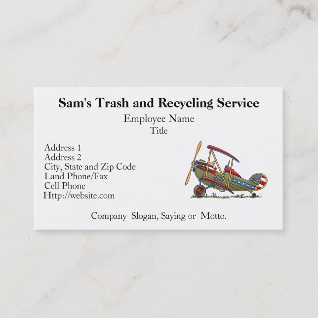 Cute Biplane Business Card (Front)