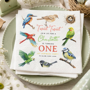 Cute Bird 1st Birthday   Sweet Baby Bird Party Napkin