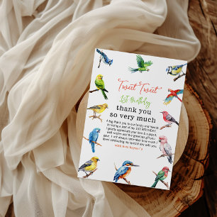 Cute Bird 1st Birthday Thank You Card