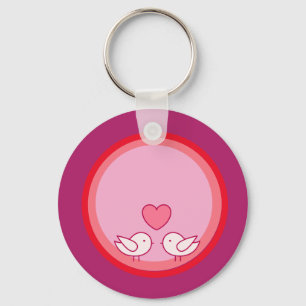Cute Bird and Heart Love Design Keychain