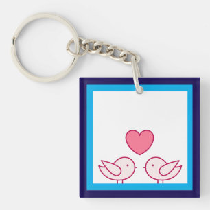 Cute Bird and Heart Love Design Keychain