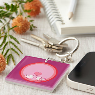 Cute Bird and Heart Love Design Keychain