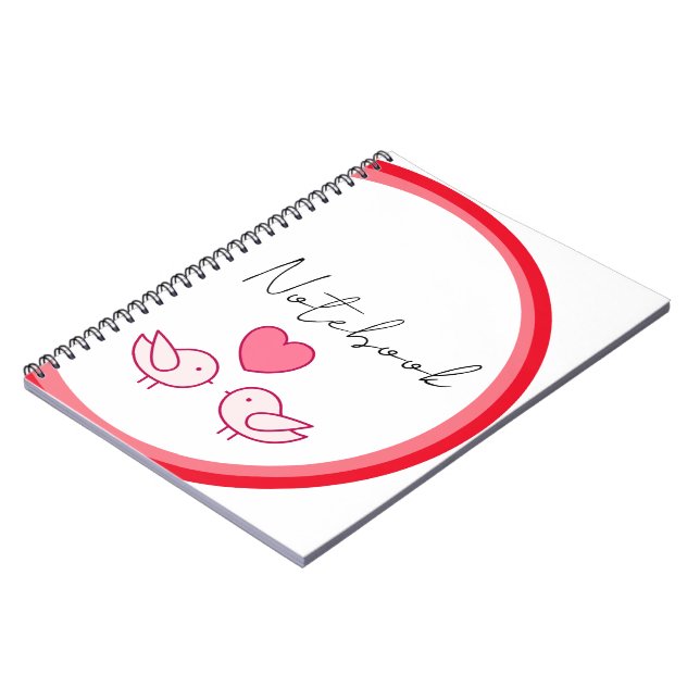 Cute Bird and Heart Love Design Notebook (Left Side)