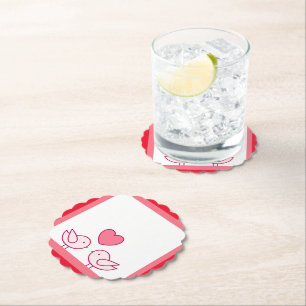 Cute Bird and Heart Love Design Paper Coaster