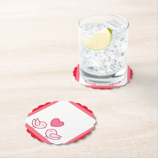 Cute Bird and Heart Love Design Paper Coaster (Insitu)