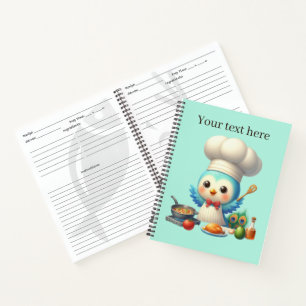 Cute bird chef lovers recipe  notebook