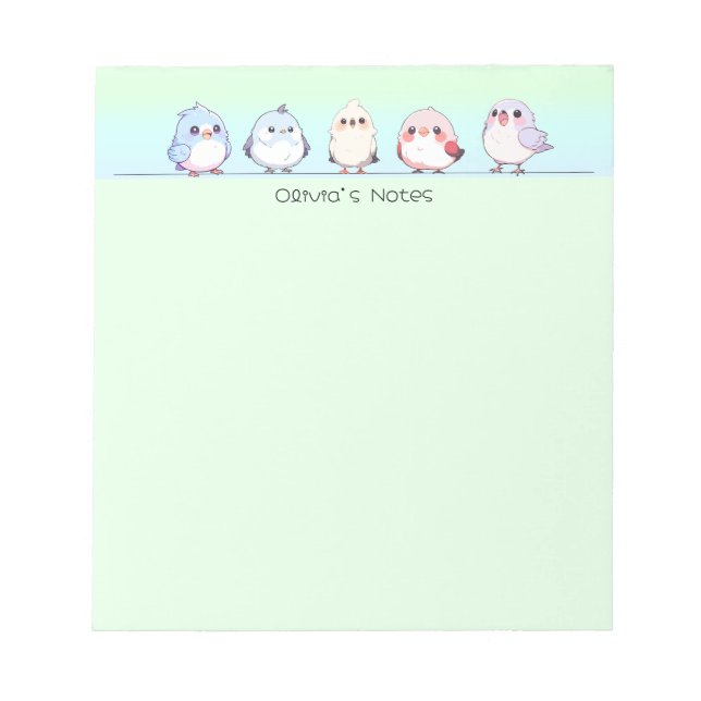 Cute bird colourful gradient Personalized name Notepad (Front)