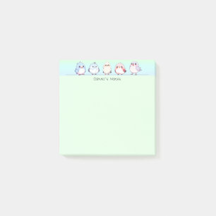 Cute bird colourful gradient Personalized name Post-it Notes