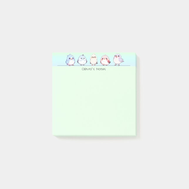Cute bird colourful gradient Personalized name Post-it Notes (Front)