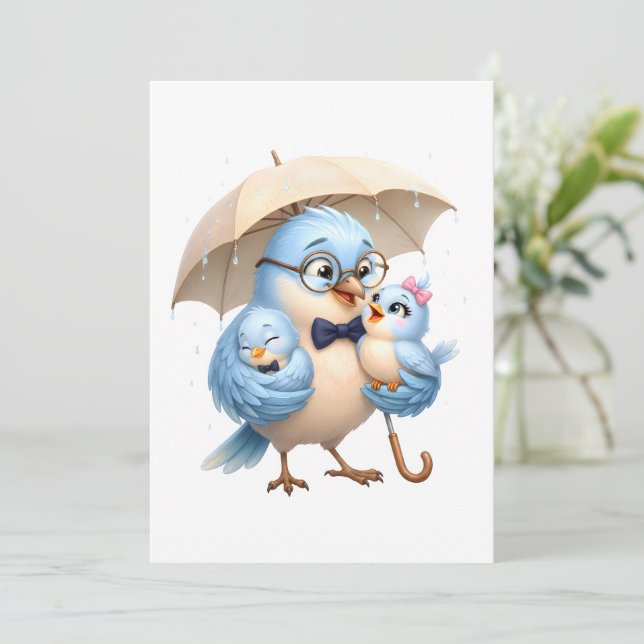 Cute Bird Father Custom Flat Card (Standing Front)