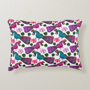 Cute Bird Floral Pattern   Colourful  Birds Accent Pillow