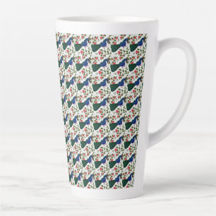 Cute Bird Floral Pattern   Colourful Blue Bird wit Latte Mug