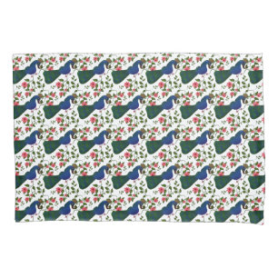 Cute Bird Floral Pattern Colourful Blue Bird wit Pillowcase