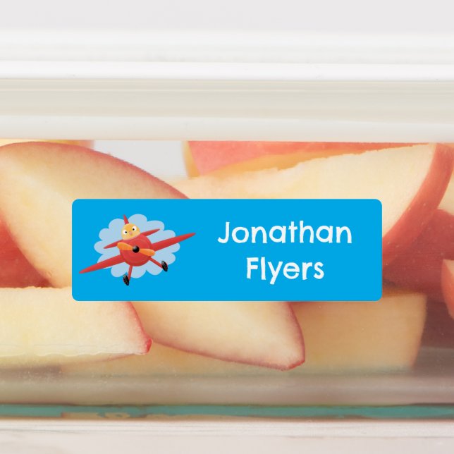 Cute bird flying red airplane cartoon illustration (Affixed)