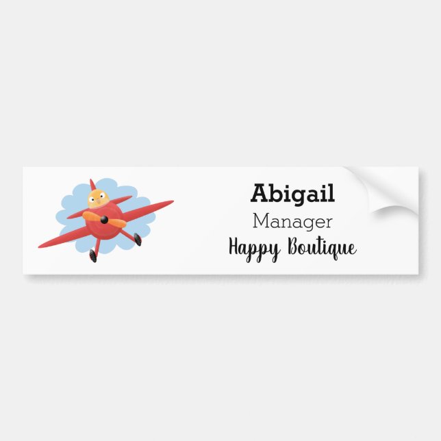 Cute bird flying red airplane cartoon illustration bumper sticker (Front)
