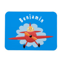 Cute bird flying red airplane cartoon illustration