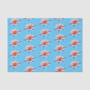Cute bird flying red airplane cartoon illustration tissue paper