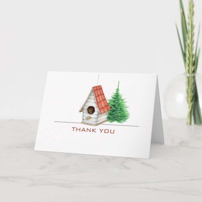 Cute Bird House Realer ou Carte de remerciements h (Devant)