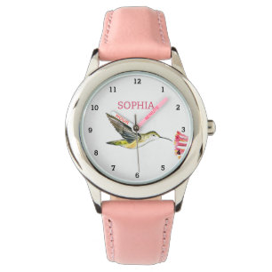 Cute Bird Hummingbird Floral Girly Kids Watch