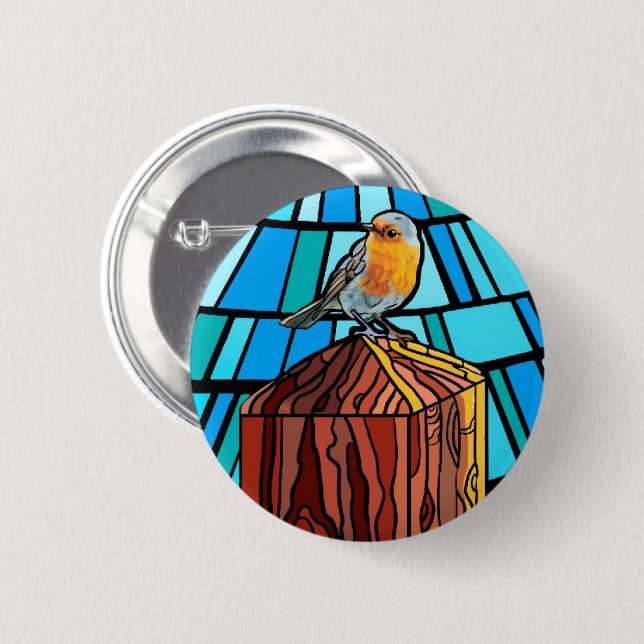 Cute bird in vibrant colour 2 inch round button (Front & Back)