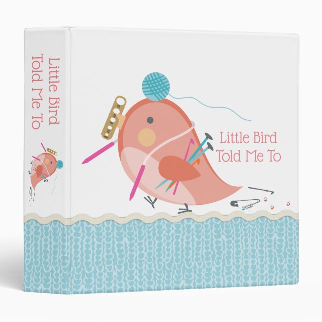Cute bird knitting crochet notions pattern binder (Front/Spine)
