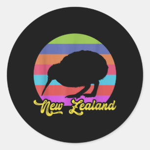 Cute Bird Lover Colourful Nz Kiwi New Zealand Classic Round Sticker