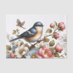 Cute bird lovers flowers decoupage  tissue paper