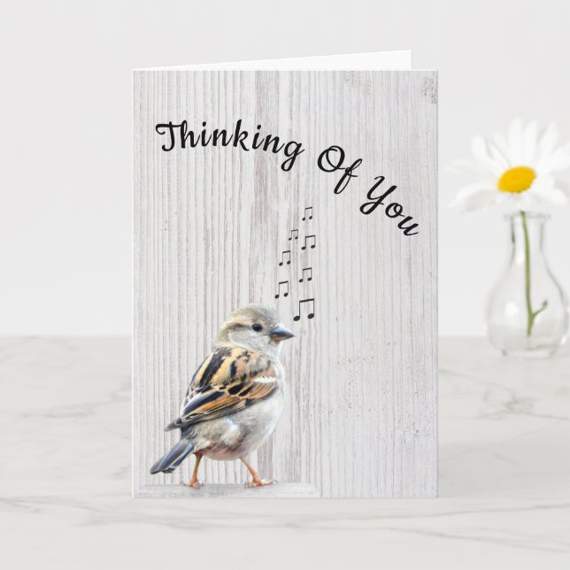 Cute Bird Music Notes Thinking of You Card (Small Plant)