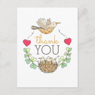 Cute Bird Nest Thank You Postcard