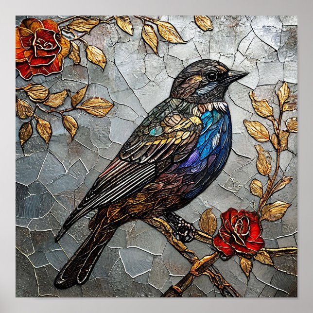 Cute Bird ornament Poster (Front)