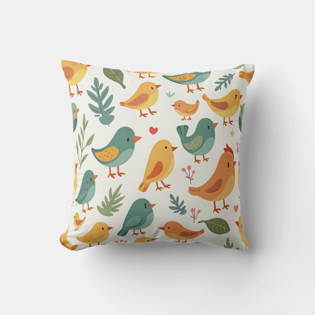 cute bird pattern cushion pillow (Front)